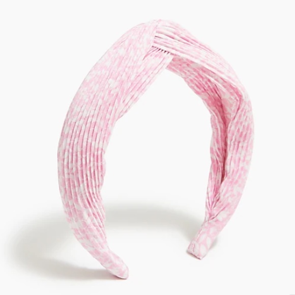 J Crew Pleated knot headband in Pink and White Floral Pattern